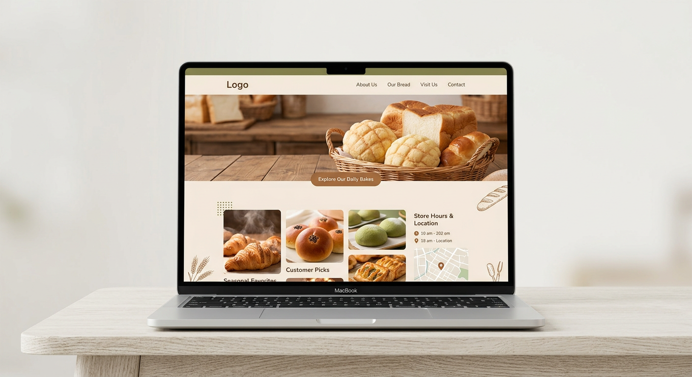 パン工房こむぎの丘のWebサイトデザイン